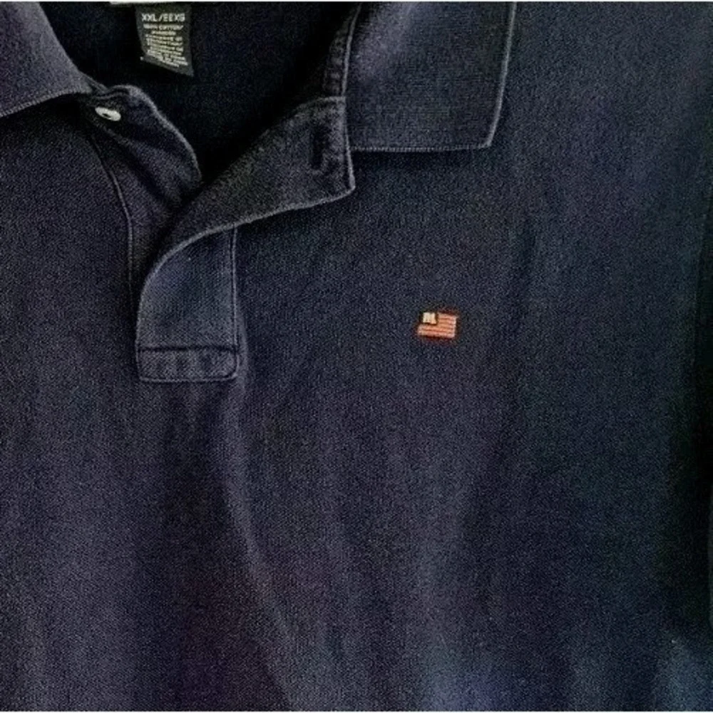 Polo Jeans Co. Ralph Lauren Men's 2XL Collared Shirt US Flag Logo‎ Blue
